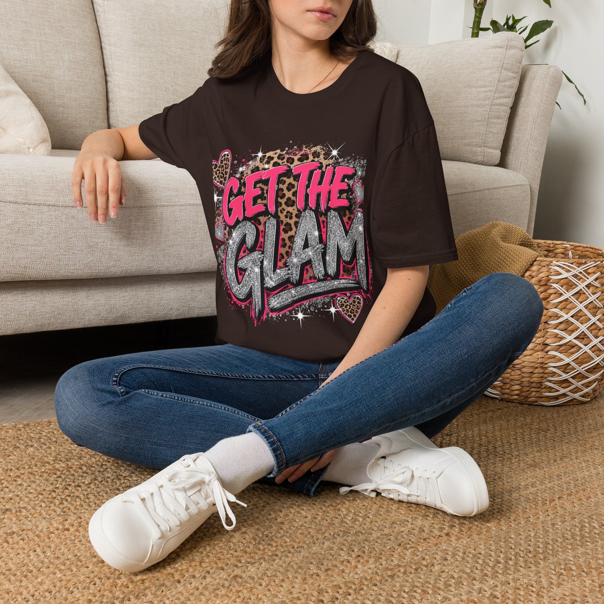 Get The Glam T-Shirt — Leopard Sparkle Graphic Tee for Glam Lovers