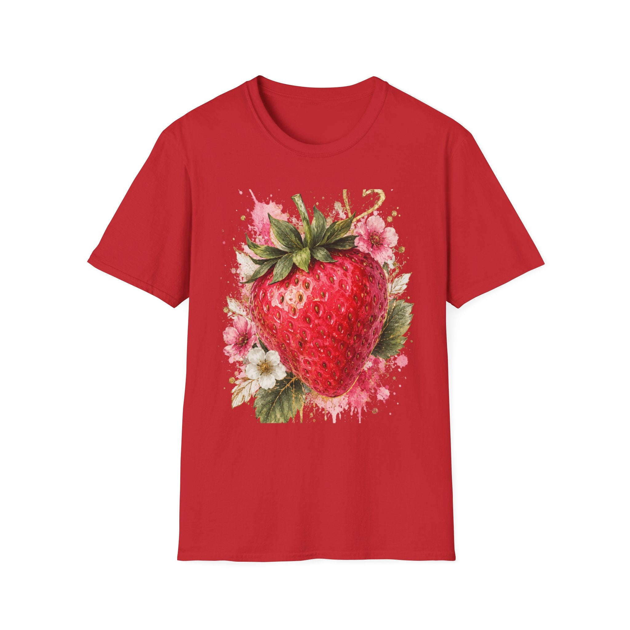 Strawberry Watercolor T-Shirt — Fresh Fruit Floral Graphic Tee