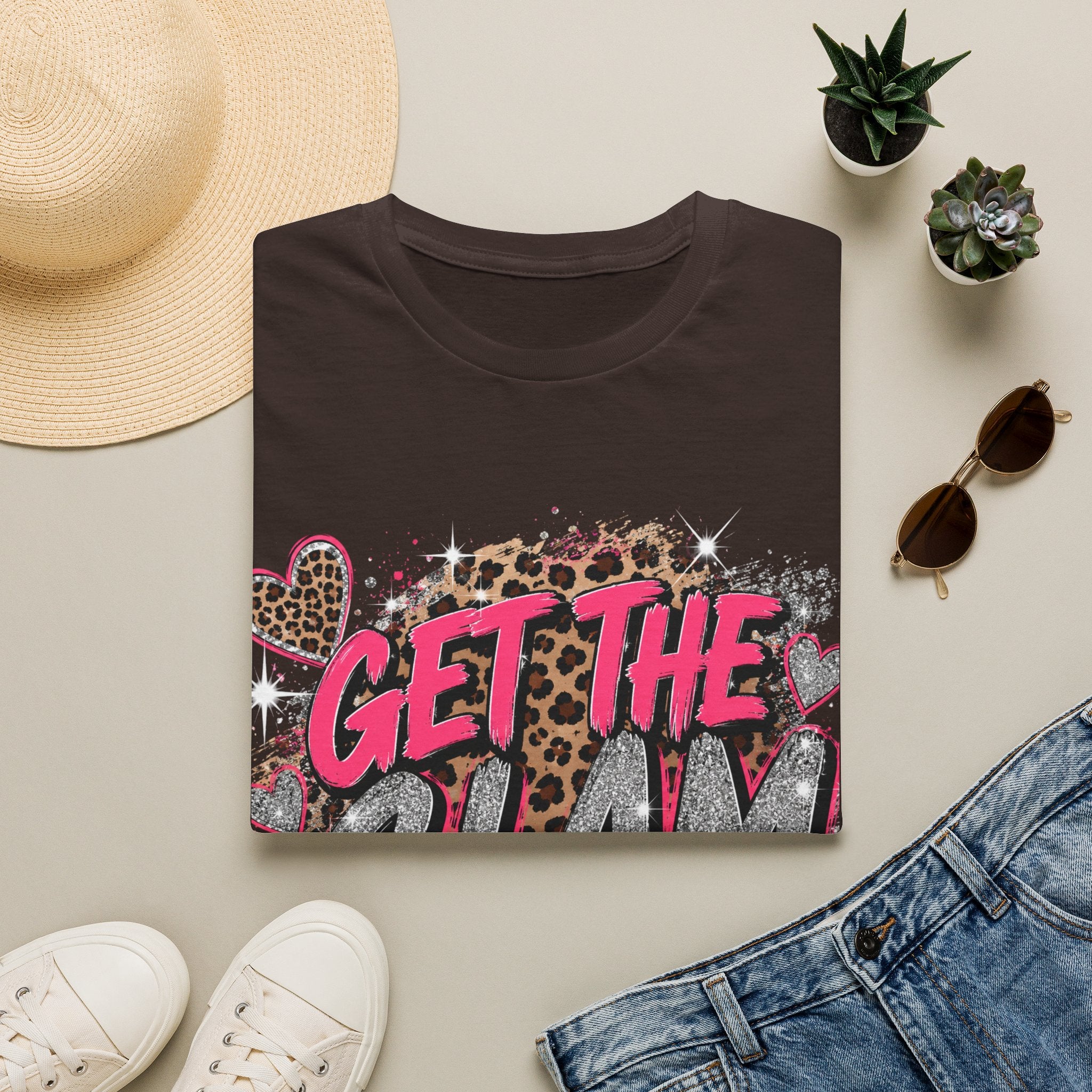 Get The Glam T-Shirt — Leopard Sparkle Graphic Tee for Glam Lovers