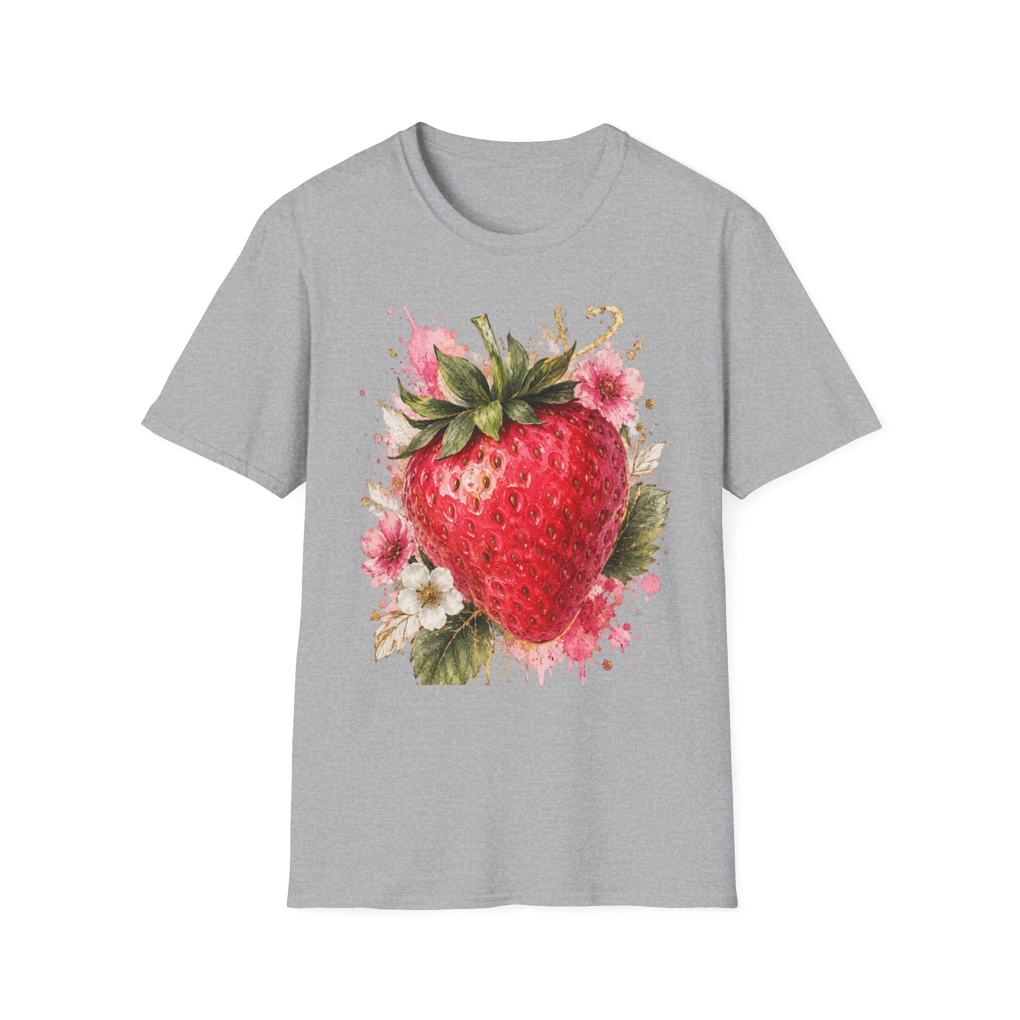 Strawberry Watercolor T-Shirt — Fresh Fruit Floral Graphic Tee
