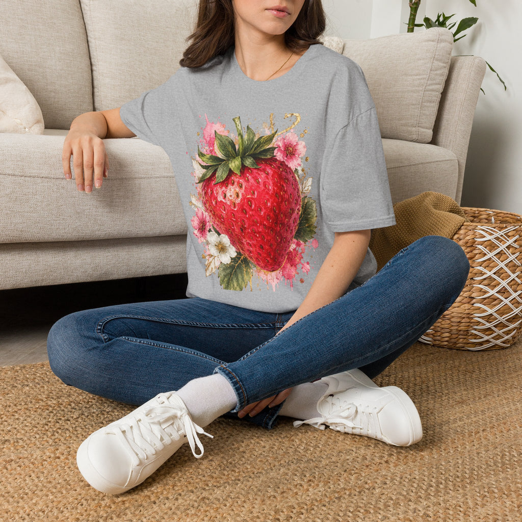 Strawberry Watercolor T-Shirt — Fresh Fruit Floral Graphic Tee