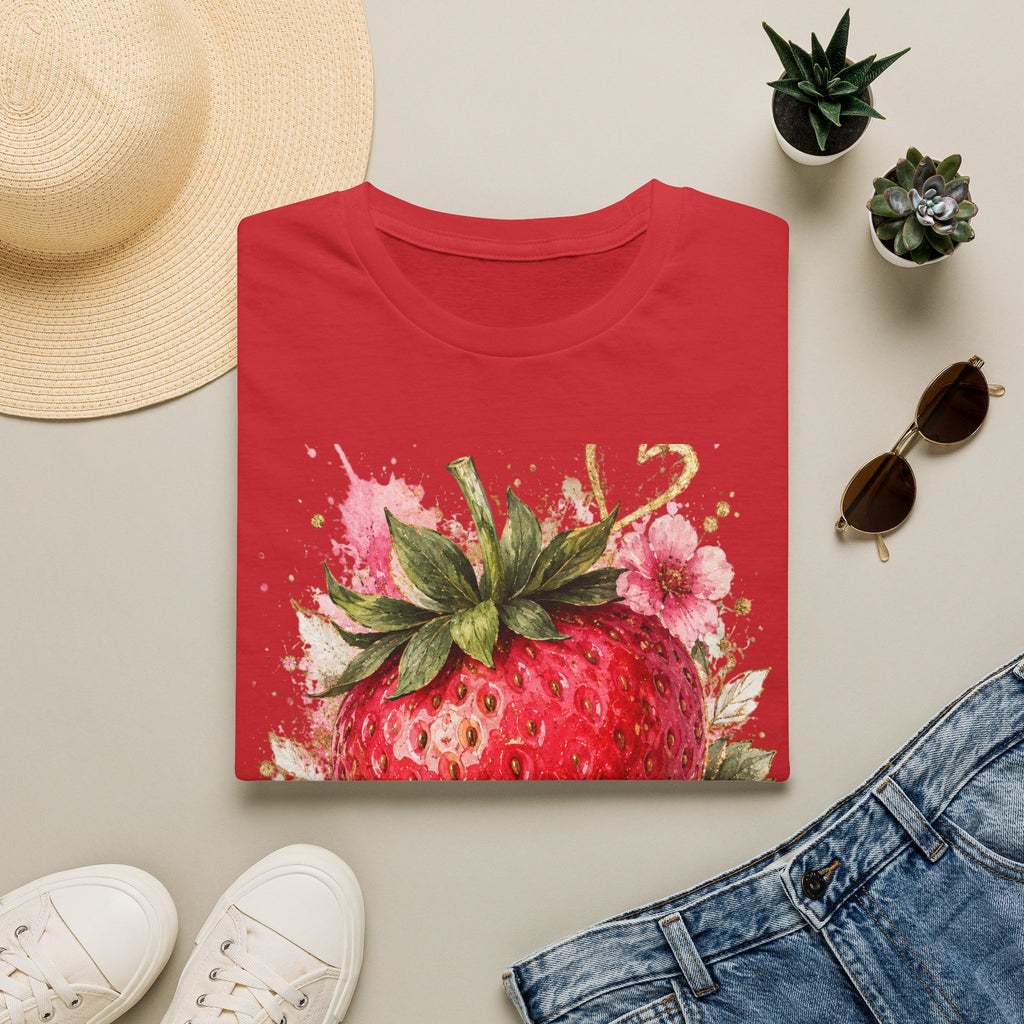 Strawberry Watercolor T-Shirt — Fresh Fruit Floral Graphic Tee