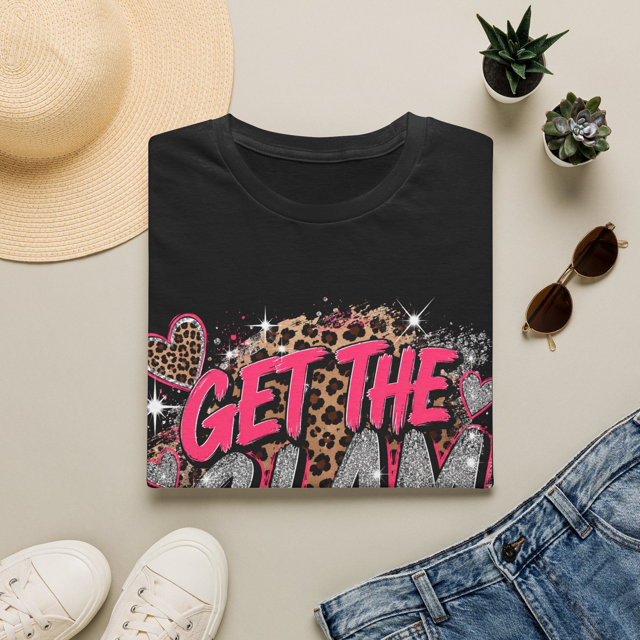 Get The Glam T-Shirt — Leopard Sparkle Graphic Tee for Glam Lovers