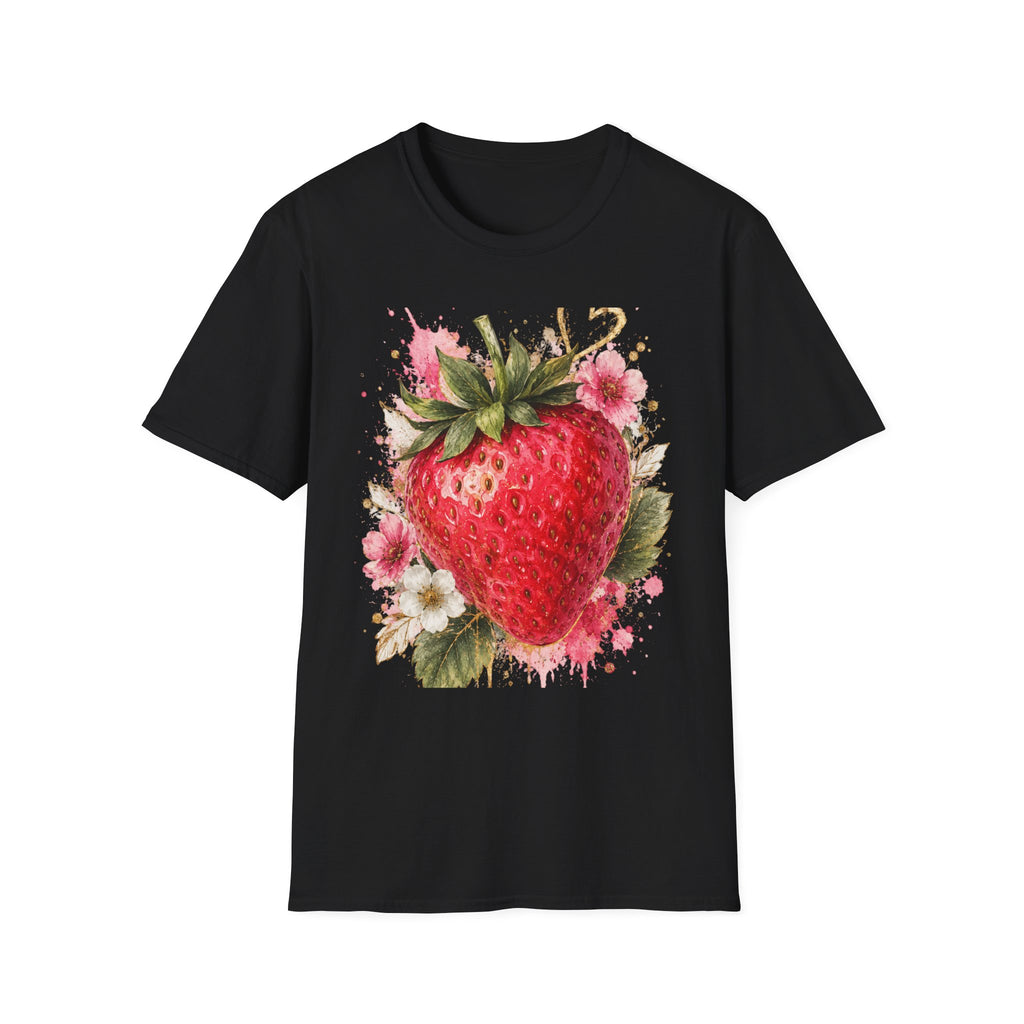 Strawberry Watercolor T-Shirt — Fresh Fruit Floral Graphic Tee