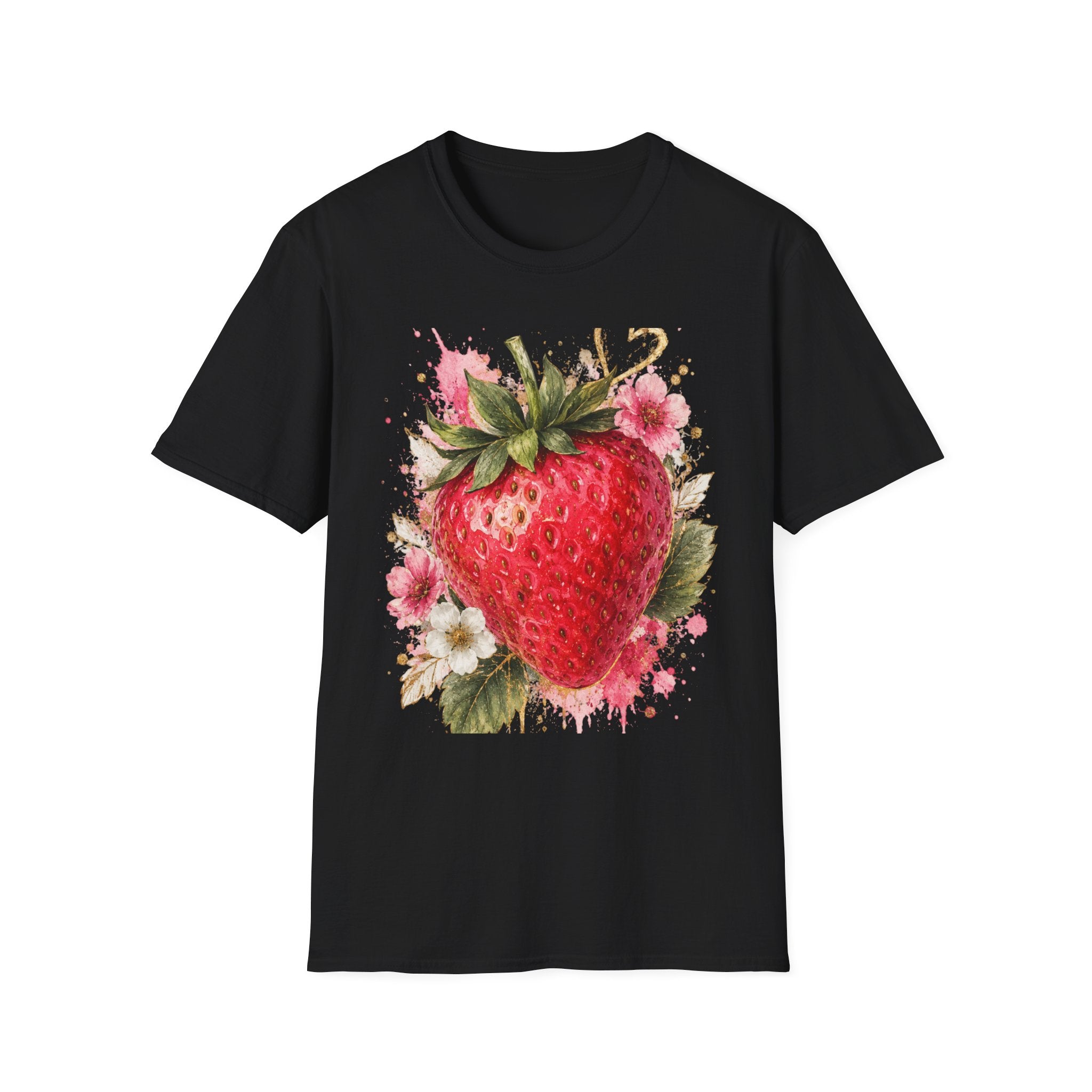 Strawberry Watercolor T-Shirt — Fresh Fruit Floral Graphic Tee