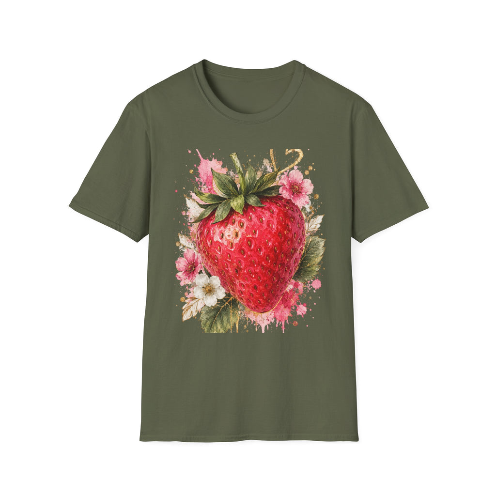 Strawberry Watercolor T-Shirt — Fresh Fruit Floral Graphic Tee