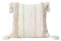 Fennco Styles Handmade Tufted Woven Tassel Decorative Throw Pillow Cover 12" W x 20" L - White Boho Cushion Case for Home, Couch, Bedroom, Office Décor