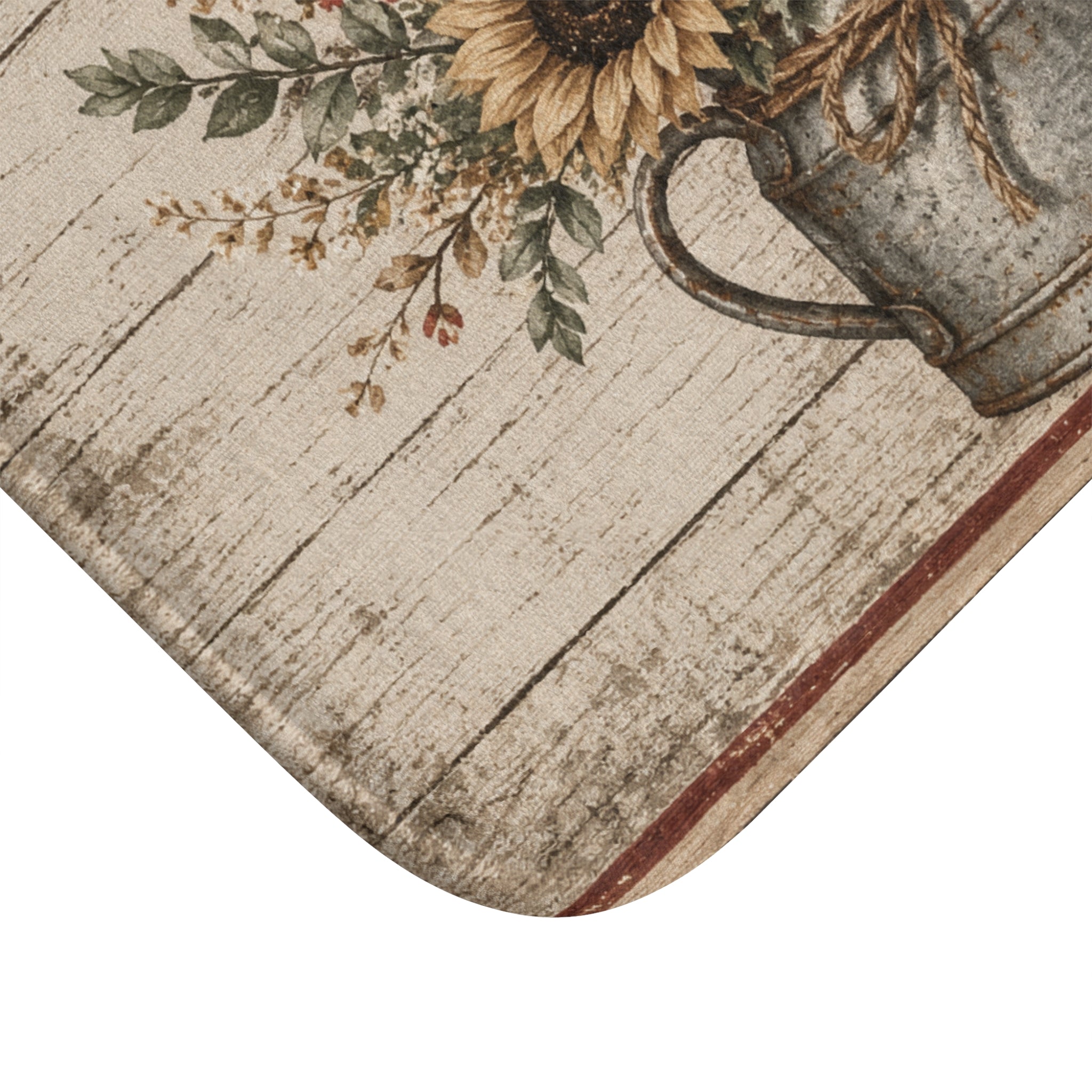 Rustic Sunflower Bath Mat – Farmhouse Floral Bathroom Rug
