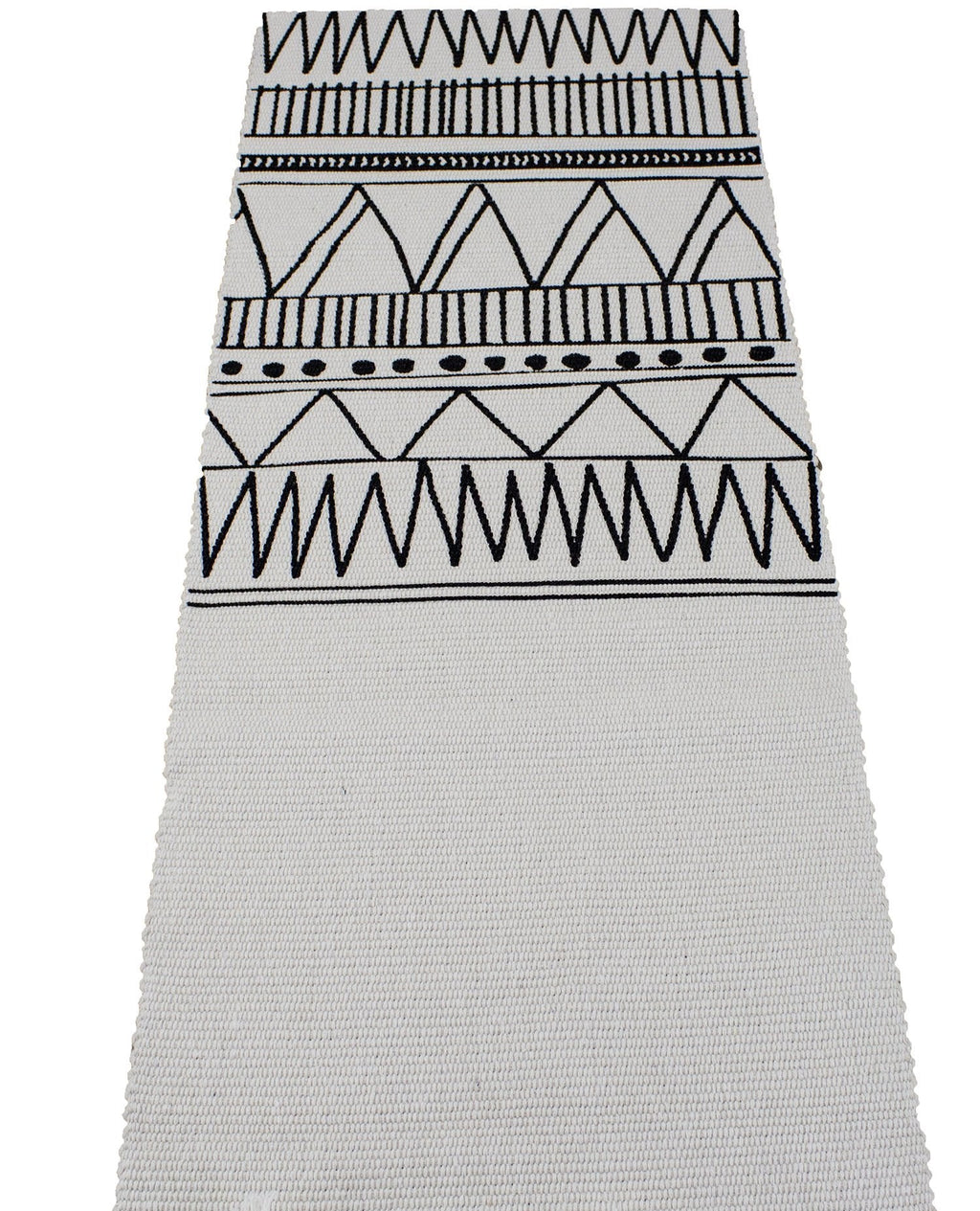 Fennco Styles Ivory Boho Tribal Textured Table Runner with Tassels - Woven Diamond Cotton Blend Table Cover for Boho Décor, Dining Table, Banquets, Family Gatherings