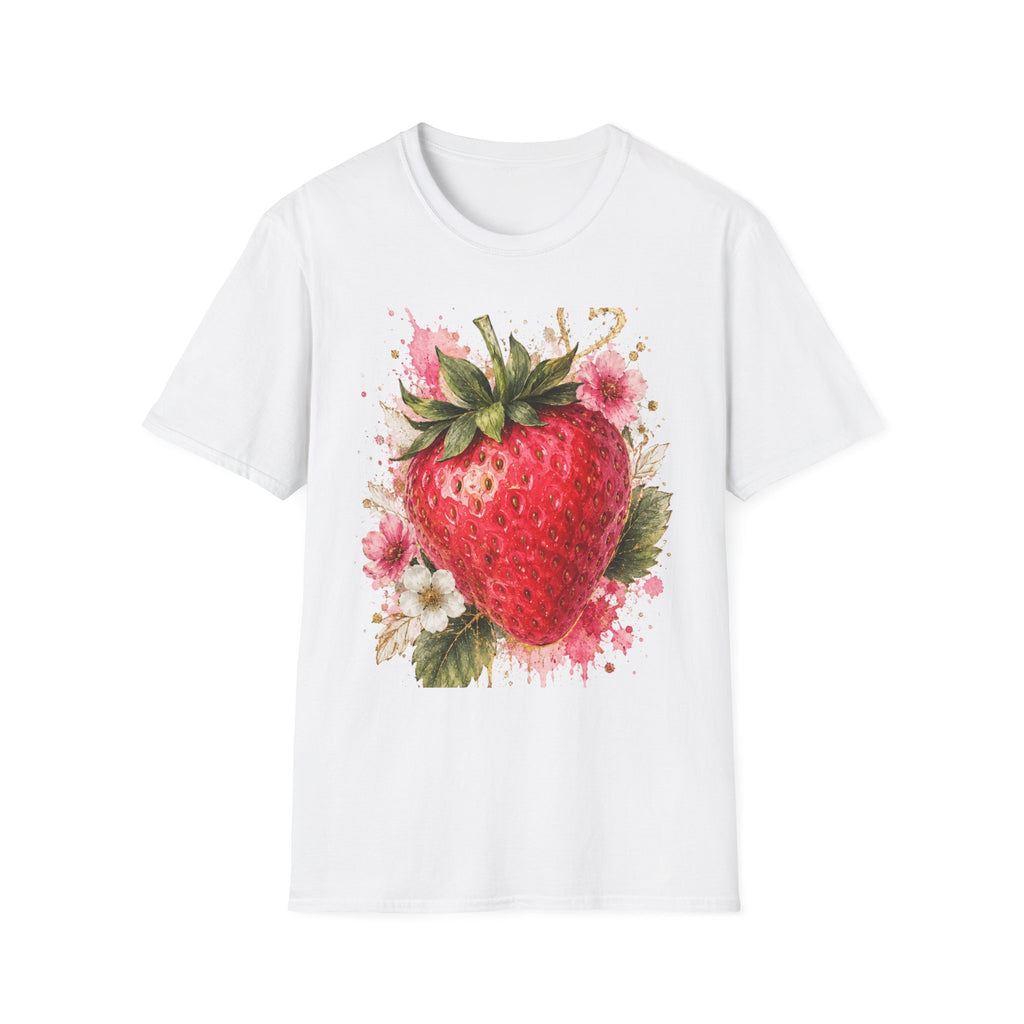 Strawberry Watercolor T-Shirt — Fresh Fruit Floral Graphic Tee