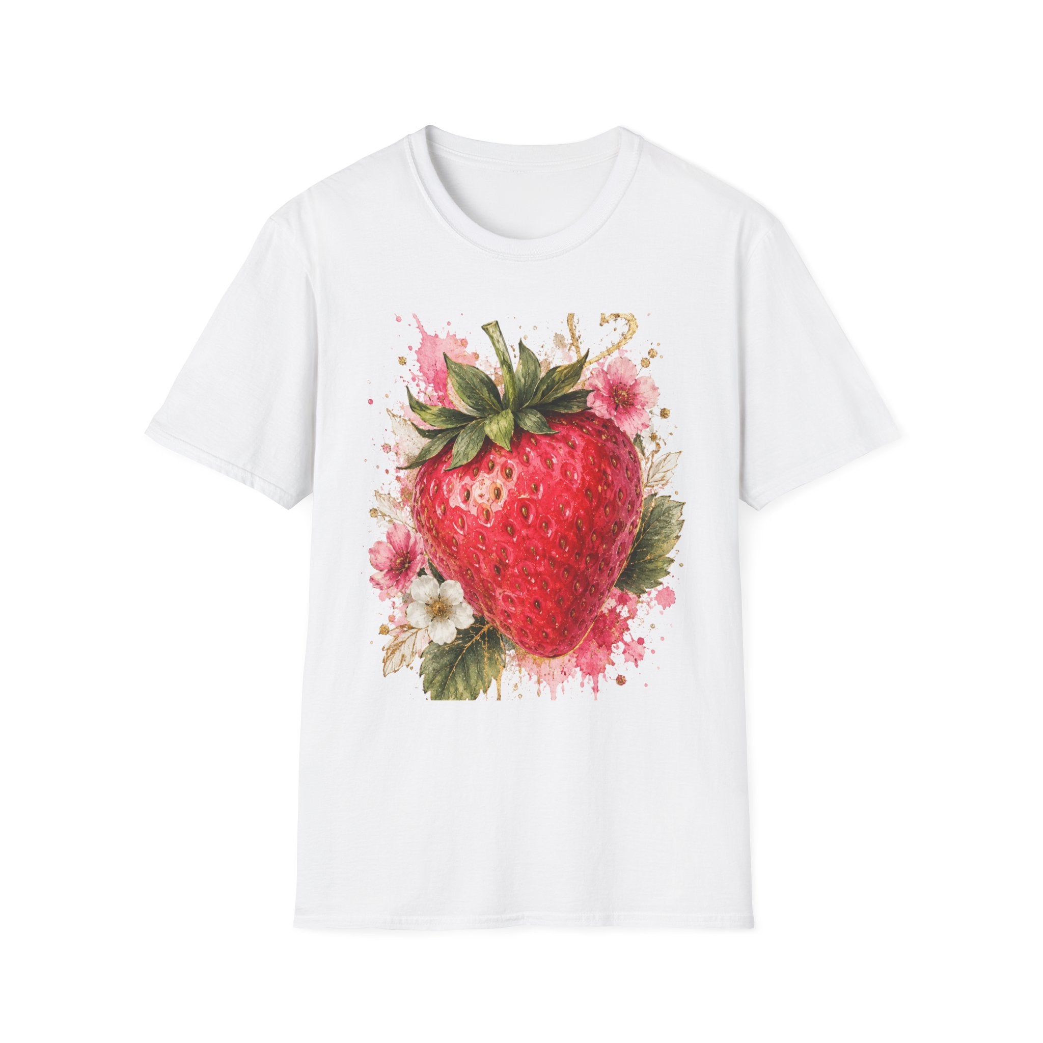 Strawberry Watercolor T-Shirt — Fresh Fruit Floral Graphic Tee