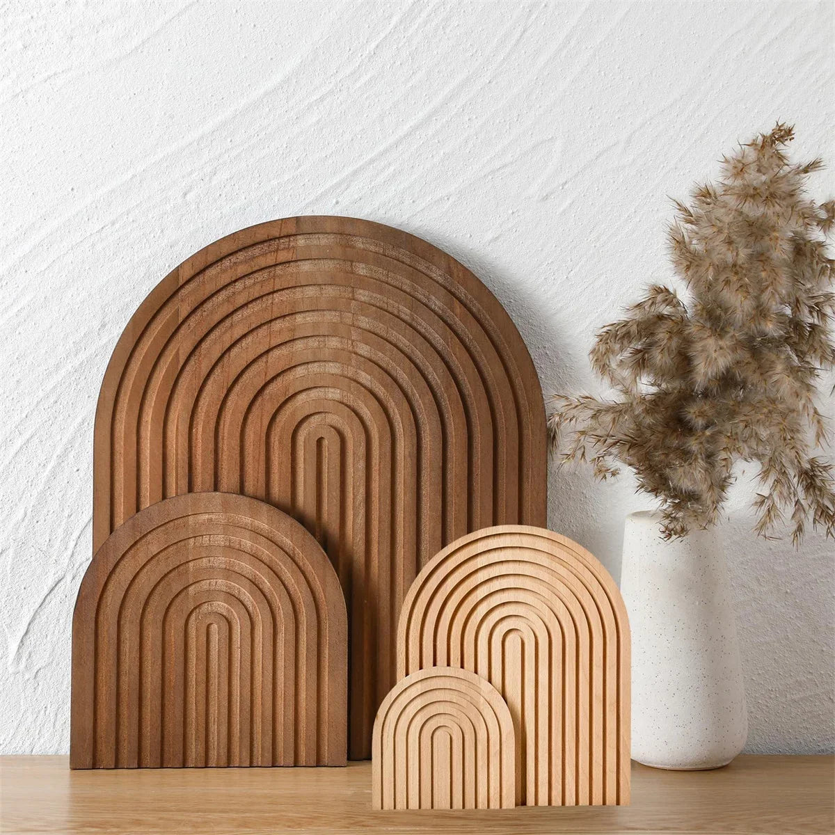 Wooden Wave Arch Shaped Cutting Board Boho Style Decorative Wooden Cutting Board Home Decor for Kitchen Dining Room Living Room