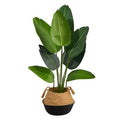 4'Travelers Palm Artificial Tree in Boho Chic Handmade Cotton & Jute Black Woven Planter