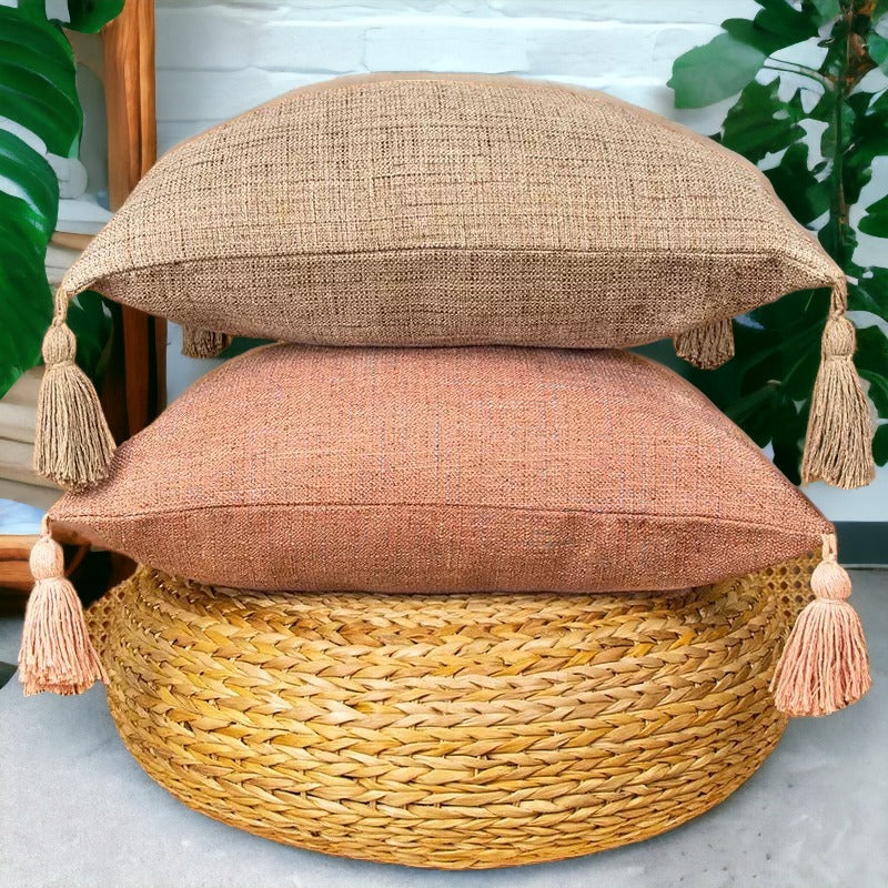 Boho Cotton Linen Pillow Cover 18x18 Decorative Throw Pillow Case
