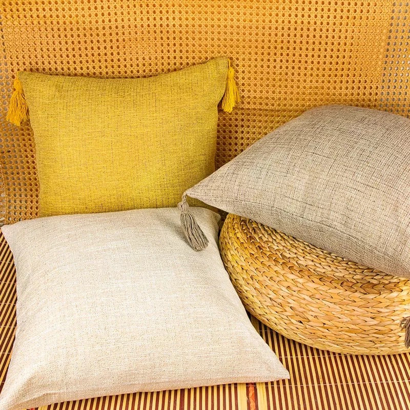 Boho Cotton Linen Pillow Cover 18x18 Decorative Throw Pillow Case